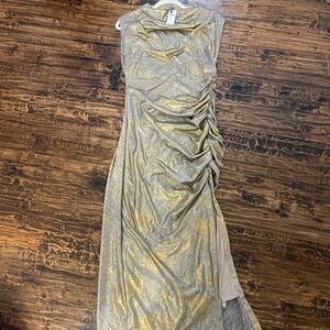 Anthropologie Gold Asymmetrical Dress